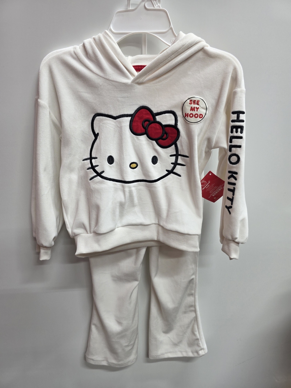 Hello Kitty White Girls Hoodie & Pants Set - Red Bow
